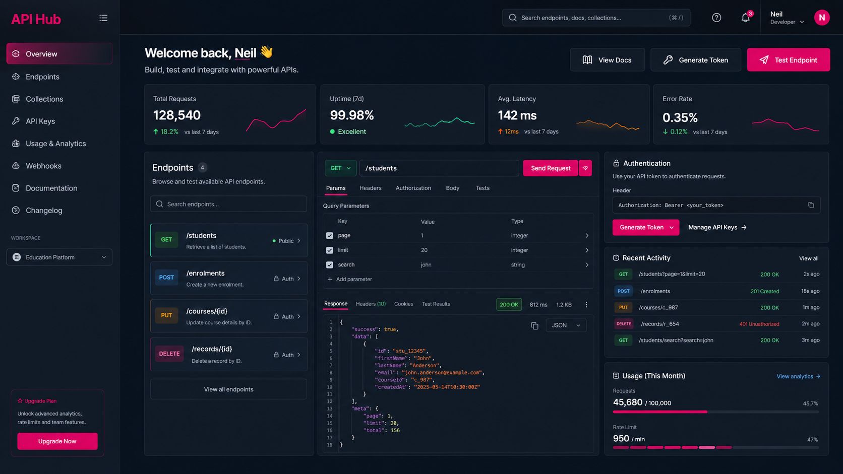 API integration and data exchange management hub